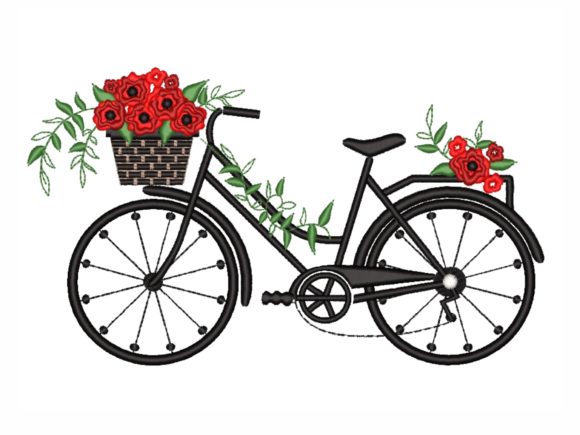 Bicycle with Flowers Embroidery