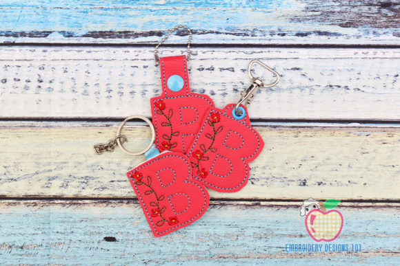 Floral Initial Letter B ITH Key Fob